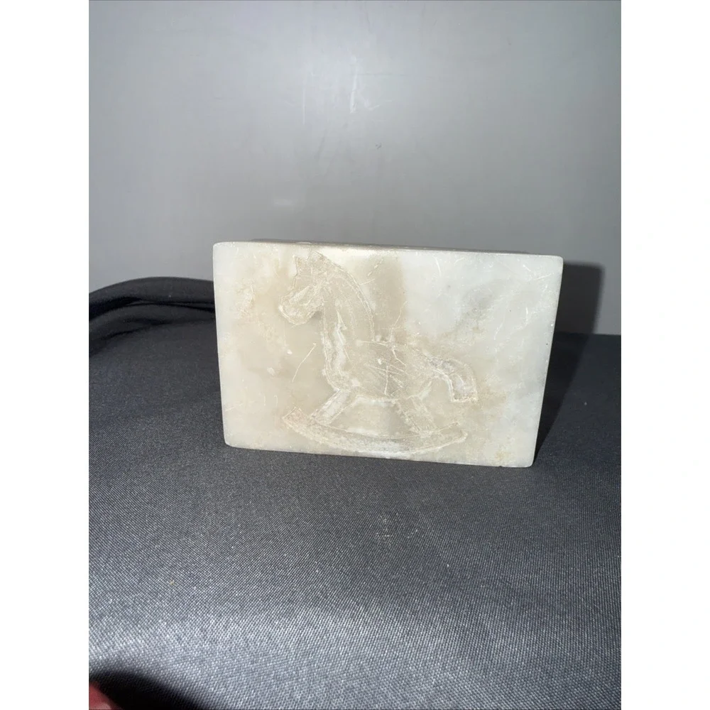Vintage Hand Carved Soap Stone Trinket Box with Lid Made in India